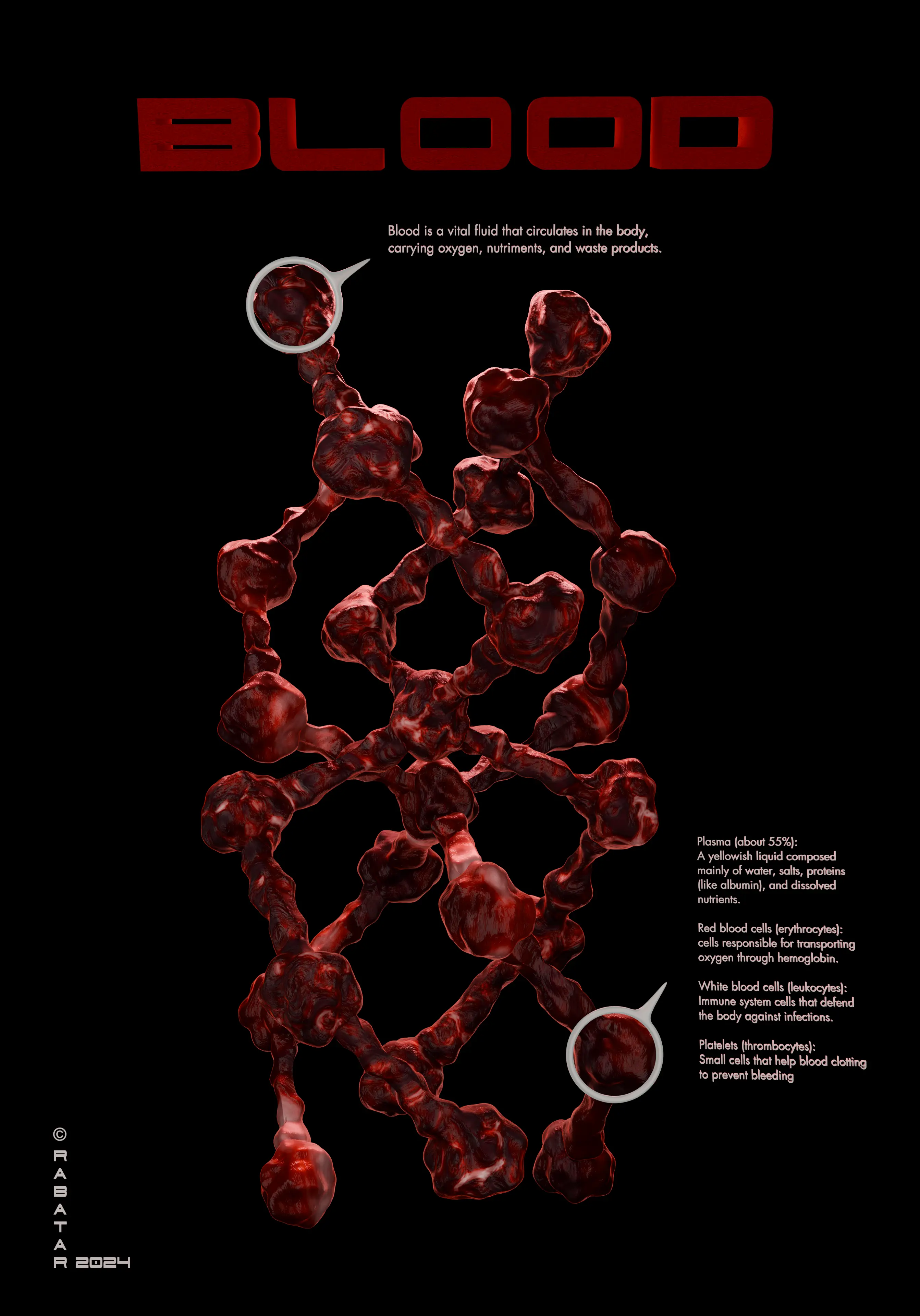 Modélisation 3D du sang humain avec textures réalistes